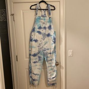 Vintage Levi's Bleach Tie Dye Denim Overalls